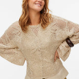 Vero Moda VMLEILANI Flower Pullover In Silver Sequins