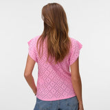 Vero Moda VMTASSA Frill Top In BonBon