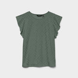 Vero Moda VMTASSA Frill Top In Laurel Wreath