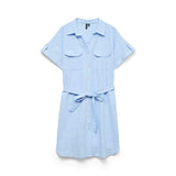Vero Moda VMTHILDE Short Shirt Dress In Light Blue