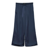 Vero Moda VMTRICIA MW WIDE Satin Pant In Navy Blazer