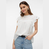 Vero Moda VMTRINE Lace Top In Snow White
