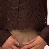 Vero Moda VMKATHY Lace Cut Shirt In Chocolate Torte