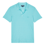 Vilbrequin 100% Linen Jersey Polo Shirt Solid Light Turquoise
