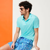 Vilbrequin 100% Linen Jersey Polo Shirt Solid Light Turquoise