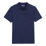 Vilbrequin 100% Linen Jersey Polo Shirt Solid Navy