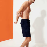 Vilbrequin Men Linen Bermuda Shorts Cargo Pockets Navy