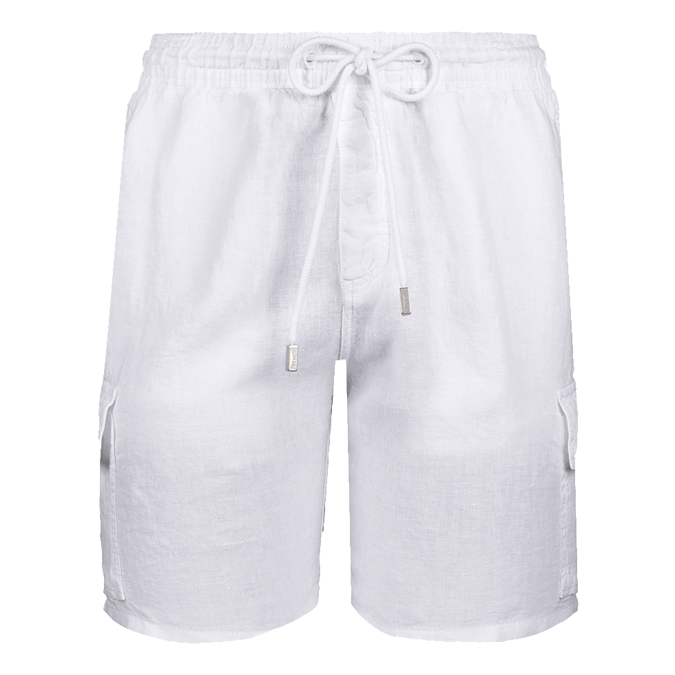 Vilbrequin Men Linen Bermuda Shorts Cargo Pockets White