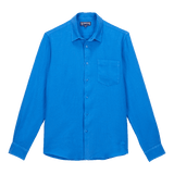 Vilbrequin Men Linen Shirt Solid Blue