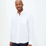 Vilebrequin Caroubis 100% Linen Men Long Sleeve Shirt Solid White