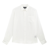 Vilebrequin Caroubis 100% Linen Men Long Sleeve Shirt Solid White