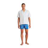 Vilebrequin Men Linen Bowling Shirt Solid in Blue