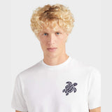 Vilebrequin Organic Cotton T-shirt Big Turtle Embroidery In White