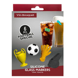 Glass Markers, Football Theme Set Of 6