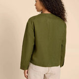 White Stuff Adele Linen Jacket in Dark Green
