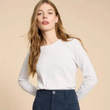 White Stuff Clara Long Sleeve Tee in Brillant White