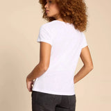 White Stuff Ellie Linen Blend Lace Tee in Brilliant White