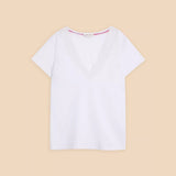 White Stuff Ellie Linen Blend Lace Tee in Brilliant White