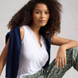 Ellie Lace V Neck Vest In Bril White
