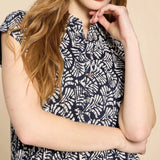 White Stuff Everly Printed Jersey Shirt Dress in Navy Print