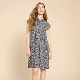 White Stuff Everly Printed Jersey Shirt Dress in Navy Print