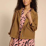 White Stuff Cotton Jacket in Khaki Green