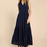 White Stuff Keira Maxi Jersey Dress in Dark Navy