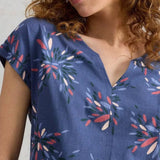 Nelly Short Sleeve Notch Neck T-shirt In Navy