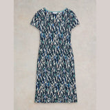 White Stuff Tallie V Neck Jersey Dress in Navy Multi