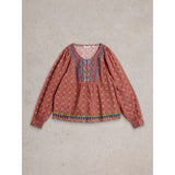 White Stuff Abigail Embroidered Top In Pink Multi