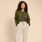 White Stuff Adele Linen Jacket in Dark Green