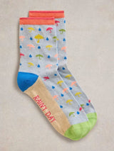 White Stuff Ankle Rainy Day Sock In Light Blue