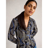 White Stuff Annie Collared Shirt Jersey In Black Print