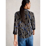 White Stuff Annie Collared Shirt Jersey In Black Print