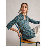 White Stuff Annie Collared Shirt Jersey In Blue Heart