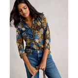 White Stuff Annie Collared Shirt Jersey In Chartreuse Multi