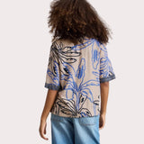 White Stuff Ash Linen Blend Notch Neck Top In Natural Multi