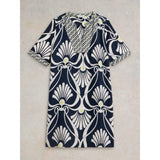 White Stuff Ash Linen Dress In Navy