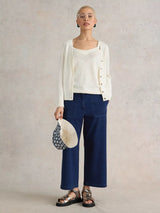 White Stuff Belle Jersey Wide Leg Crop In Dark Denim