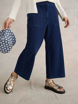 White Stuff Belle Jersey Wide Leg Crop In Dark Denim