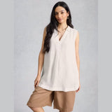 White Stuff Bianca Sleeveless Linen Tunic In White