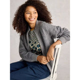 White Stuff Bobby Boucle Zip Cardi In Grey