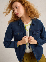 White Stuff Camille Jersey Jacket in Mid Denim