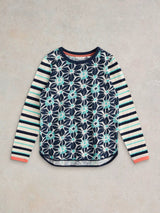 White Stuff Clara Crew Neck T-Shirt in Ivory Multi