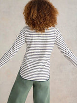 White Stuff Clara Long Sleeve Print Tee in Natural