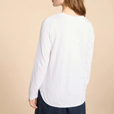 White Stuff Clara Long Sleeve Tee in Brillant White