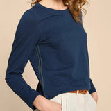 White Stuff Clara Long Sleeve Tee in Dark Navy