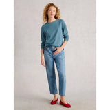 White Stuff Clara Ls Sparkle Tee In Mid Blue