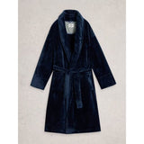 White Stuff Clover Cosy Shawl Neck Dressing Gown In Dark Navy