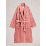 White Stuff Clover Cosy Shawl Neck Dressing Gown In Light PInk